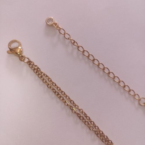 Stainless Gold Double Layered Dainty Initial Anklet - D