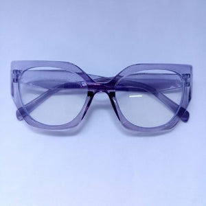 Purple Glossy Angled Frame Clear Sunglasses - Cia