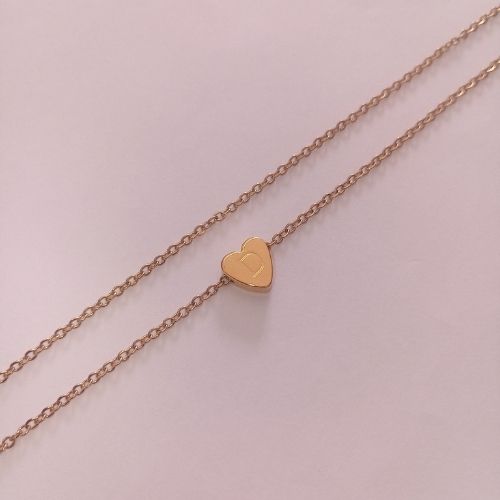 Stainless Gold Double Layered Dainty Initial Anklet - D