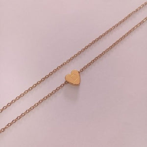 Stainless Gold Double Layered Dainty Initial Anklet - D