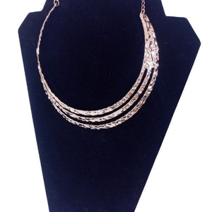 Gold Tone Hammered Chained Collar Fashion Necklace