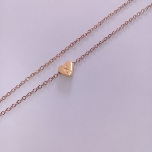 Stainless Gold Double Layered Dainty Initial Anklet - K