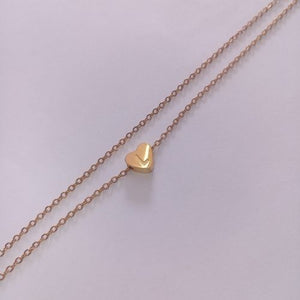 Stainless Gold Double Layered Dainty Initial Anklet - L