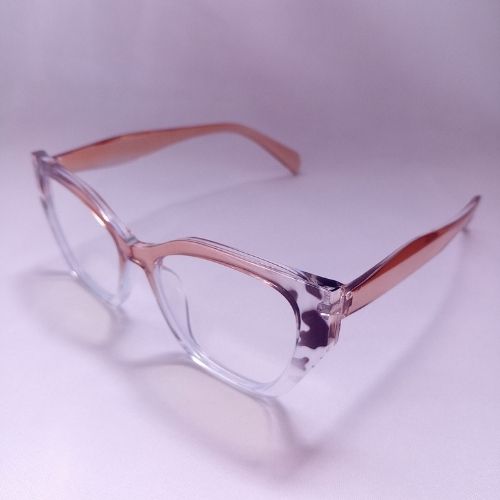 Light Leopard Gradient Glossy Angled Frame Clear Sunglasses - Cia