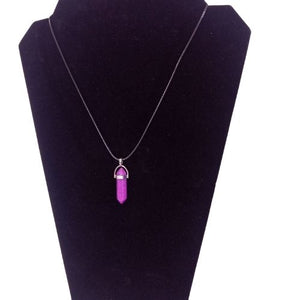 Faux Crystal Fashion String Necklace - Purple