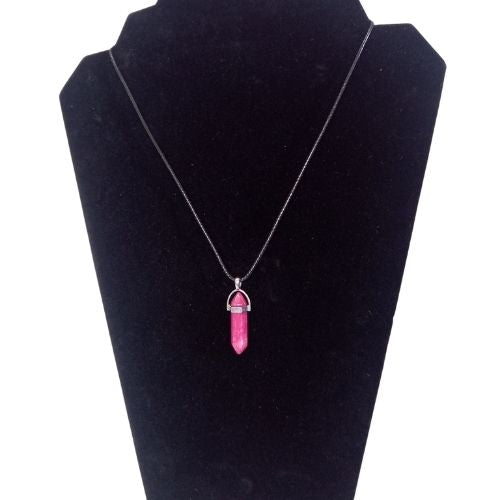 Faux Crystal Fashion String Necklace - Deep Pink