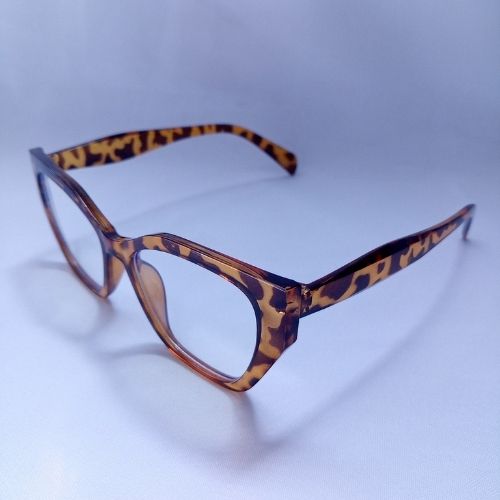 Medium Leopard Glossy Angled Frame Clear Sunglasses - Cia