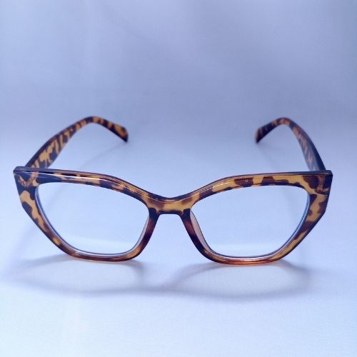 Medium Leopard Glossy Angled Frame Clear Sunglasses - Cia