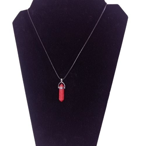 Faux Crystal Fashion String Necklace - Rich Red