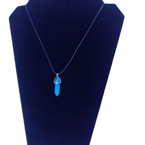 Faux Crystal Fashion String Necklace - Bright Blue