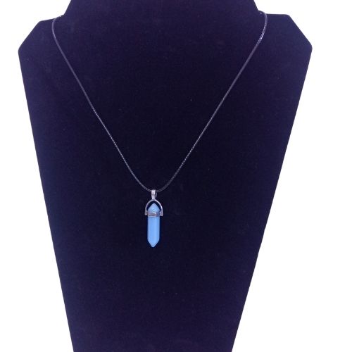 Faux Crystal Fashion String Necklace - Powder Blue