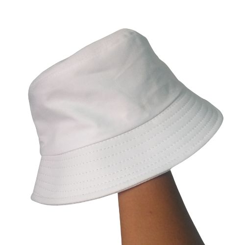 Solid Adjustable Cotton Bucket Hat - White