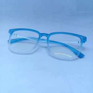 Blue Gradient Slim Frame Clear Sunglasses - Cyan