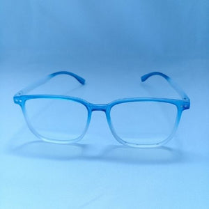 Blue Gradient Slim Frame Clear Sunglasses - Cyan