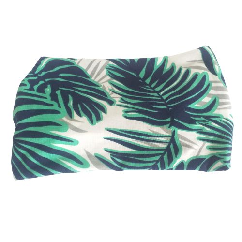 Printed Extra Wide Knot Stretch Headband - Green Palms