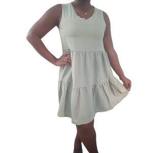 Sage Sleeveless Tiered Mini Dress