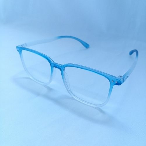 Blue Gradient Slim Frame Clear Sunglasses - Cyan