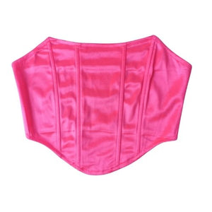 Satin Corset Crop Top - Hot Pink