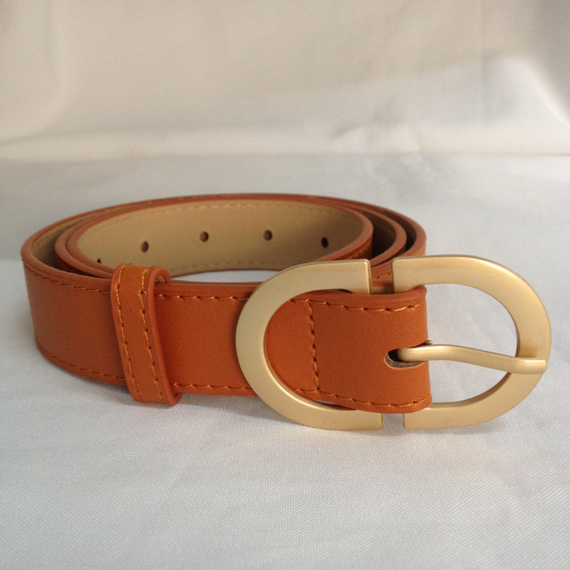 Gold Double D Buckle Belt - Camel