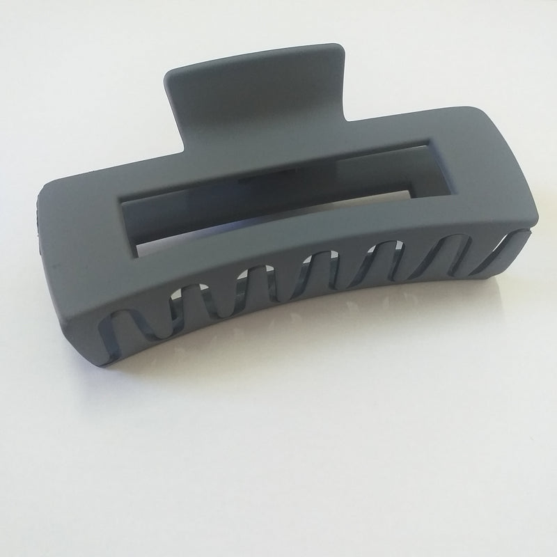 Large Matte Rectangle Claw Clip - Dark Grey