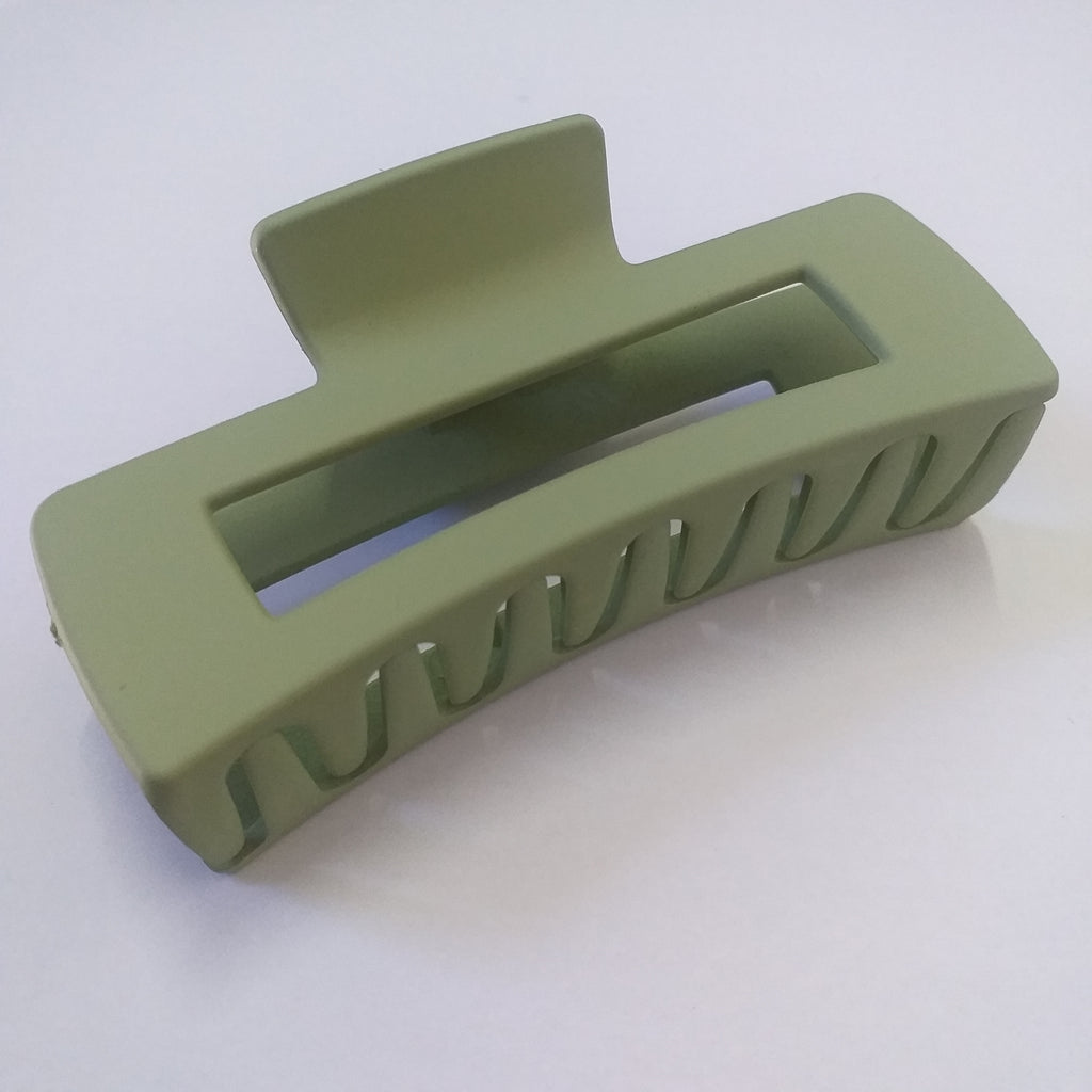 Large Matte Rectangle Claw Clip - Light Green