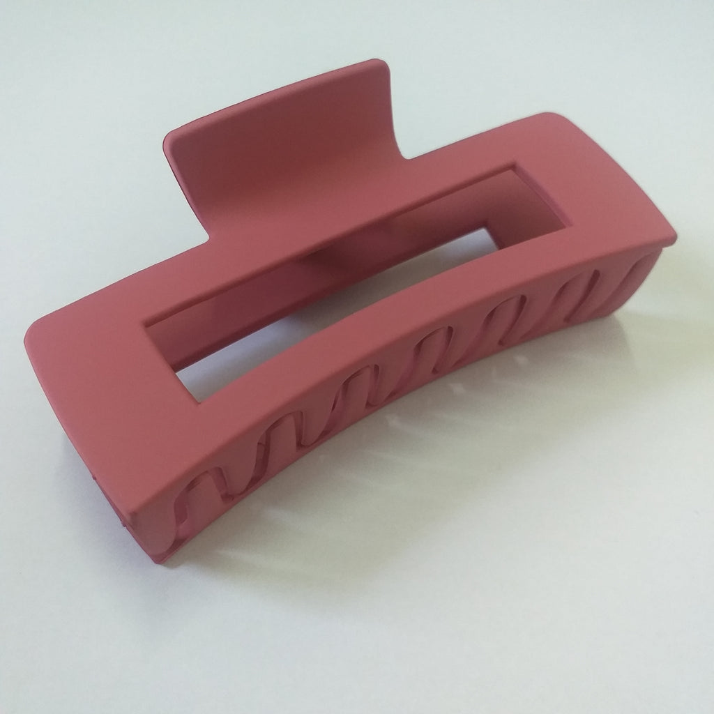 Large Matte Rectangle Claw Clip - Deep Rose