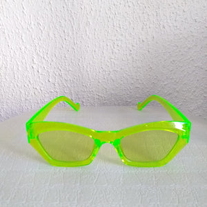 Fluorescent Green Retro Cat Eye Square Frame Sunglasses - Cayte