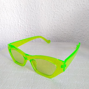 Fluorescent Green Retro Cat Eye Square Frame Sunglasses - Cayte