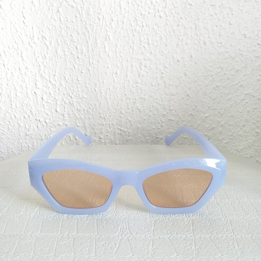 Powder Blue Retro Cat Eye Square Frame Sunglasses - Cayte