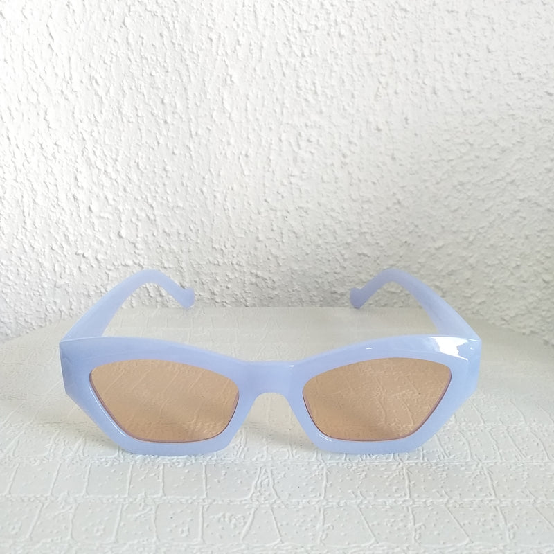 Powder Blue Retro Cat Eye Square Frame Sunglasses - Cayte