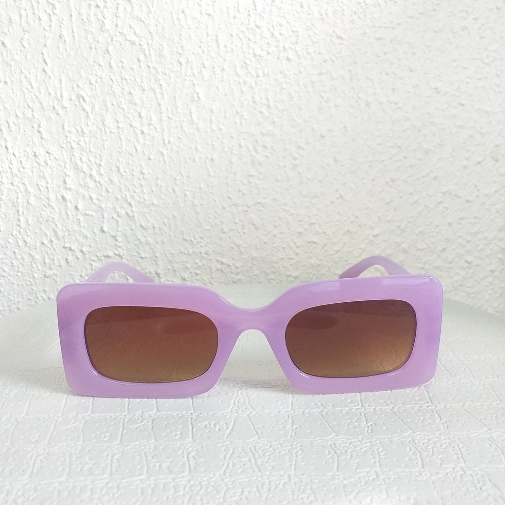 Solid Light Purple Rectangle Frame Sunglasses - Celie