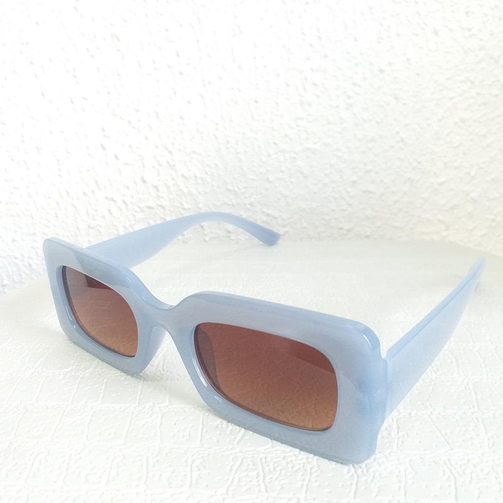 Powder Blue Rectangle Frame Sunglasses - Celie