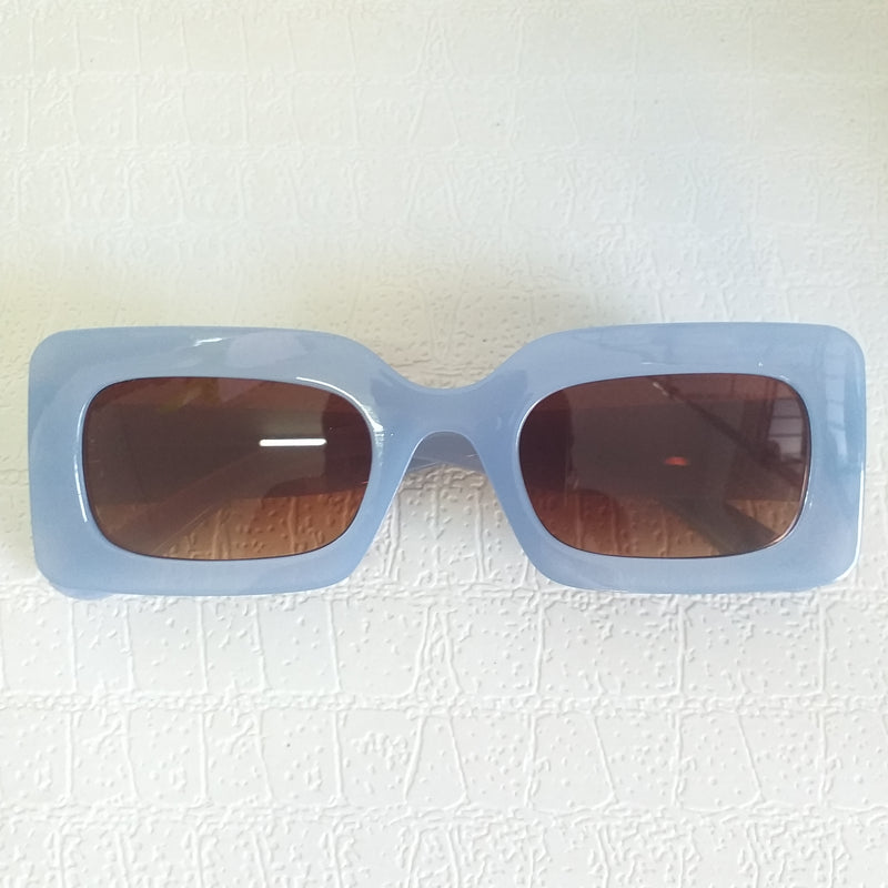 Powder Blue Rectangle Frame Sunglasses - Celie