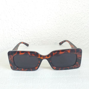 Dark Leopard Rectangle Frame Sunglasses - Celie