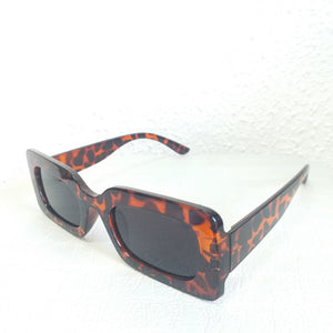 Dark Leopard Rectangle Frame Sunglasses - Celie